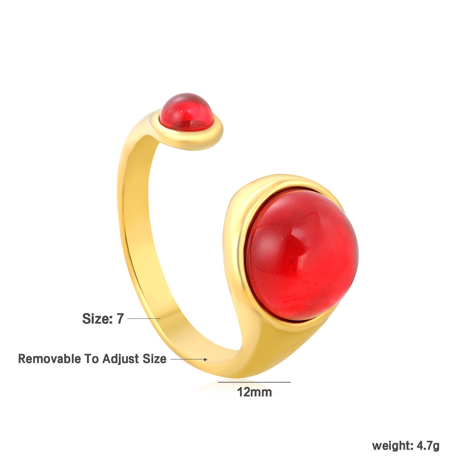 Damen Ring mit verstellbarem Design und funkelnden roten Kristallen Shop Nory