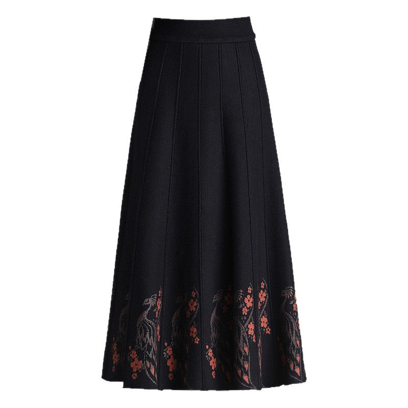 Damen Eleganter Maxirock mit floralem Spitzenabschluss Shop Nory