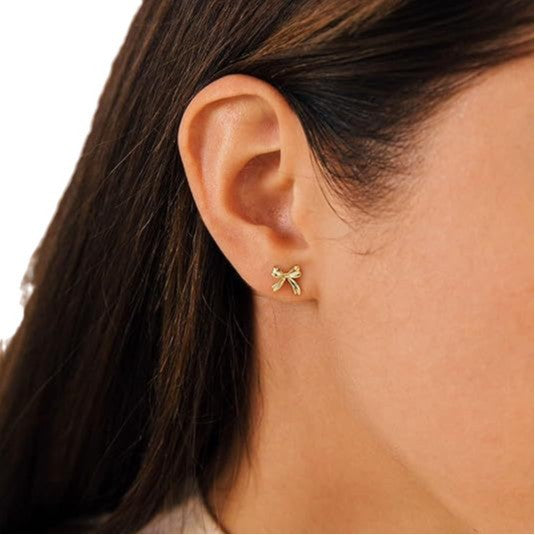 Damen Ohrstecker mit filigranem Schleifen-Design und elegantem Glitzerakzent Shop Nory