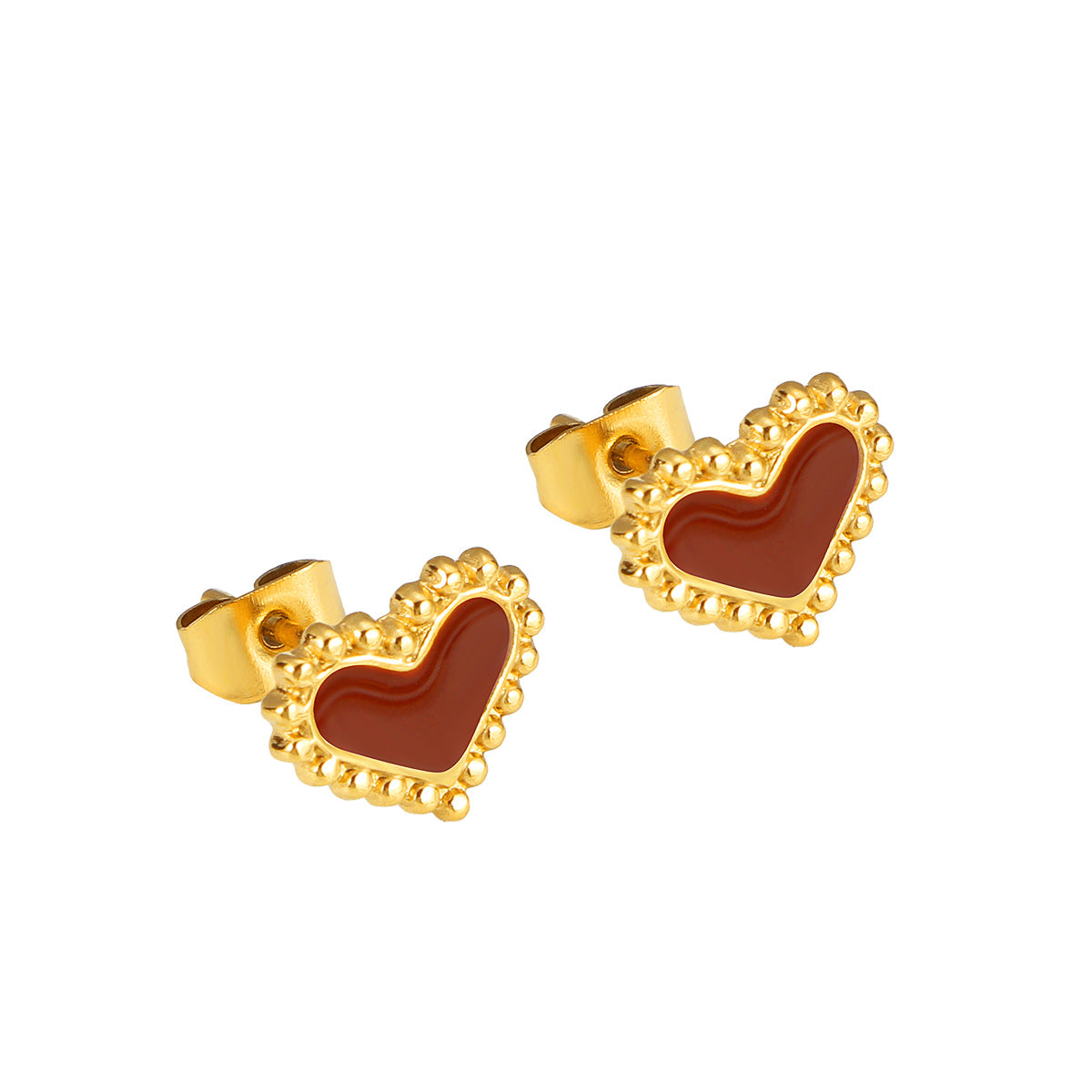 Damen Ohrstecker im Herzdesign mit elegantem Goldrahmen Shop Nory