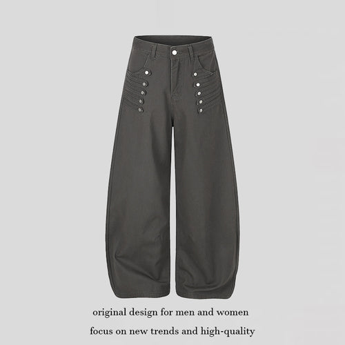 Damen Hochgeschnittene Palazzo‑Hose mit weitem Ballonbein und dekorativer Knopfleiste Shop Nory