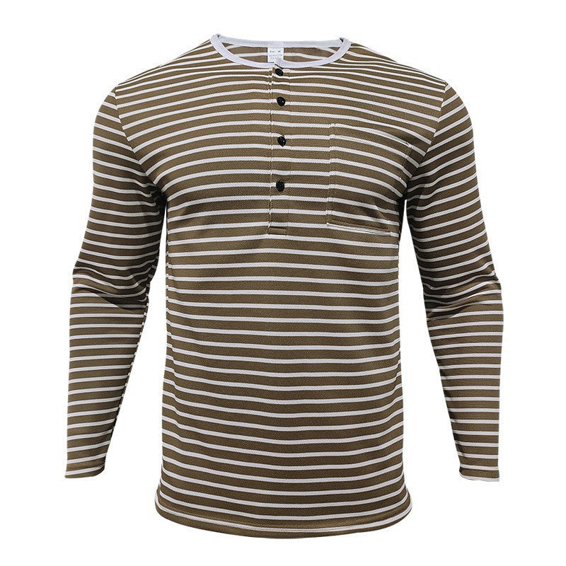 Herren Langarmshirt mit gestreiftem Design und Knopfleiste