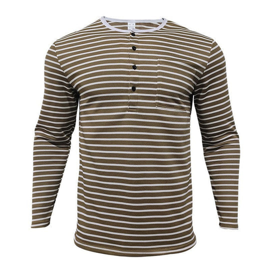 Herren Langarmshirt mit gestreiftem Design und Knopfleiste