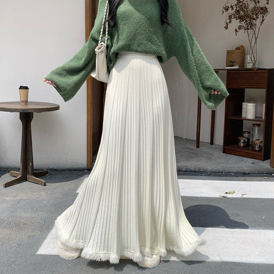 Damen Eleganter und fließender Maxirock mit plissierten Details Shop Nory