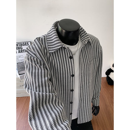 Herren Texturierte Overshirt‑Hemdjacke aus Strick mit Kentkragen Shop Nory