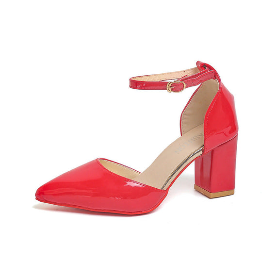 Damen elegante High-Heels mit transparentem Riemen und Blockabsatz