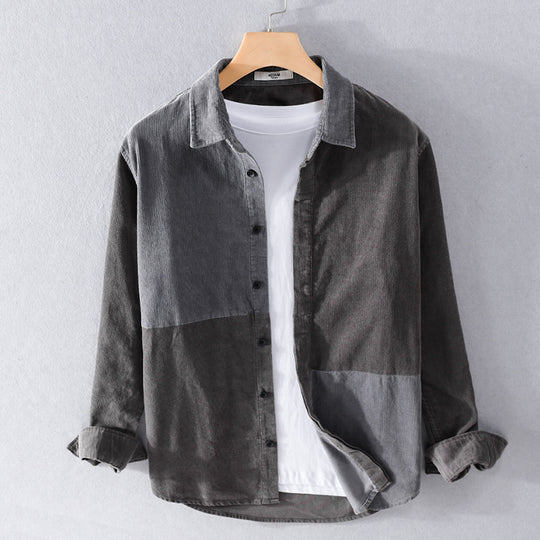 Herren Patchwork-Cordhemdjacke im Relaxed-Fit mit Kentkragen Shop Nory