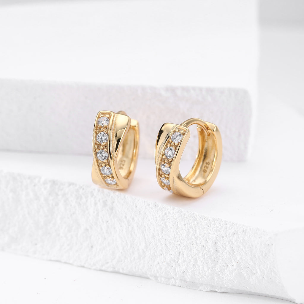 Damen Creolen mit strahlenden Zirkonsteinen und 925 Sterlingsilber Shop Nory