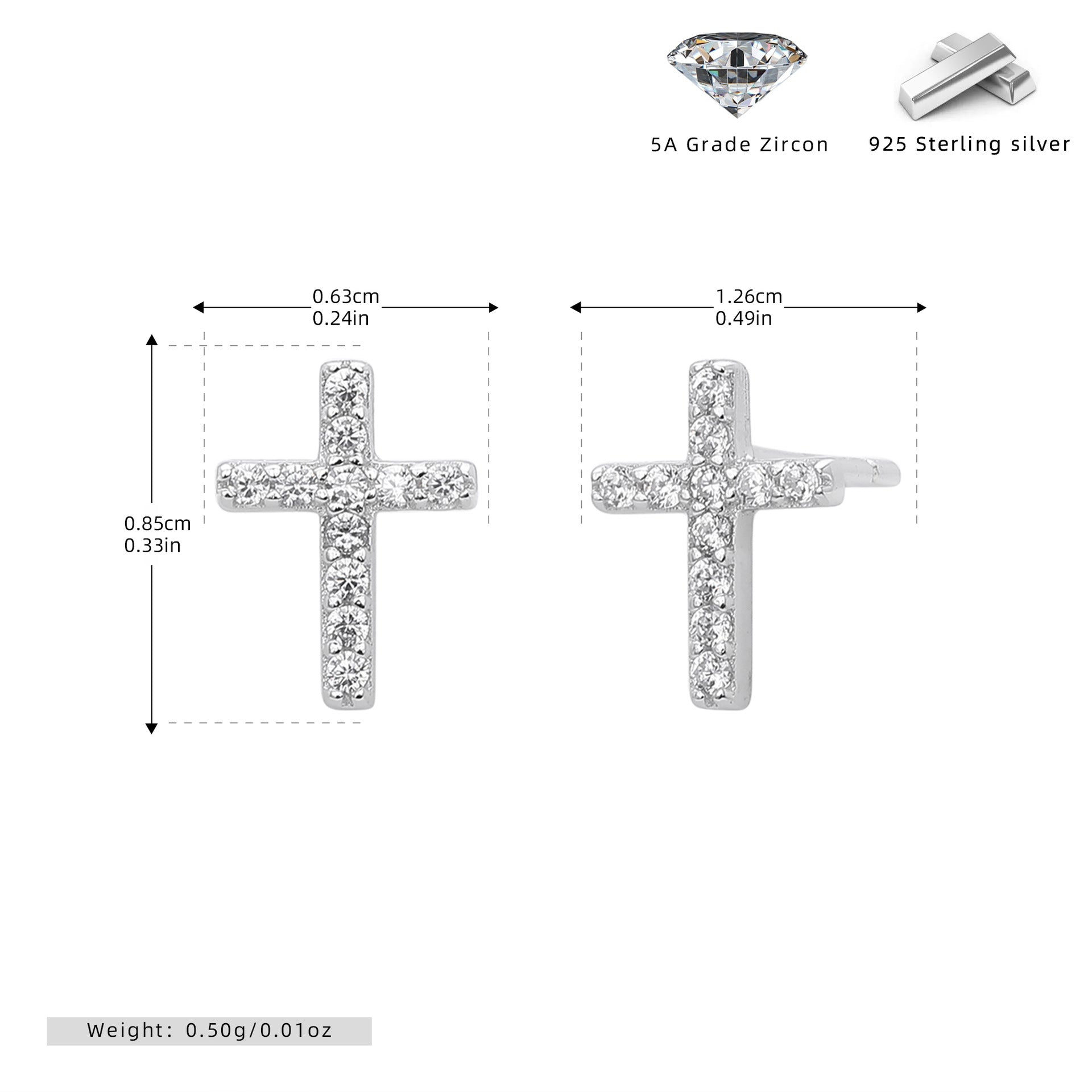 Damen Ohrringe mit elegantem Kreuzdesign aus hochwertigem 925 Sterlingsilber und funkelnden Zirkonen Shop Nory