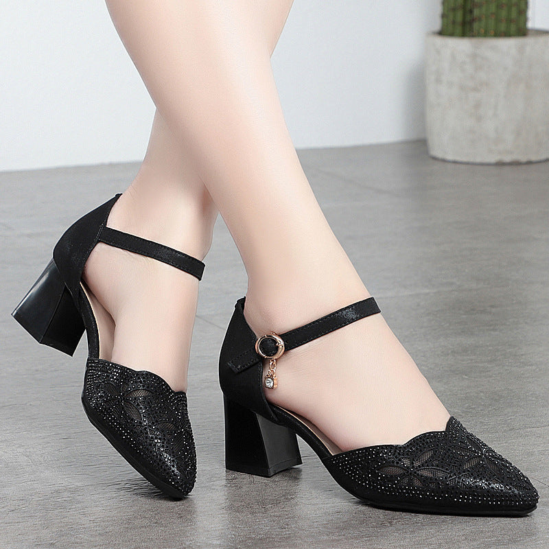 Damen Elegante Schnürpumps mit feinem Lochmuster und bequemem Blockabsatz Shopnory