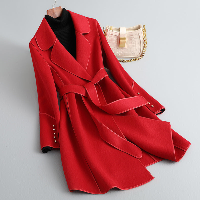 Damen Eleganter Wickelmantel mit Gürtel Shop Nory