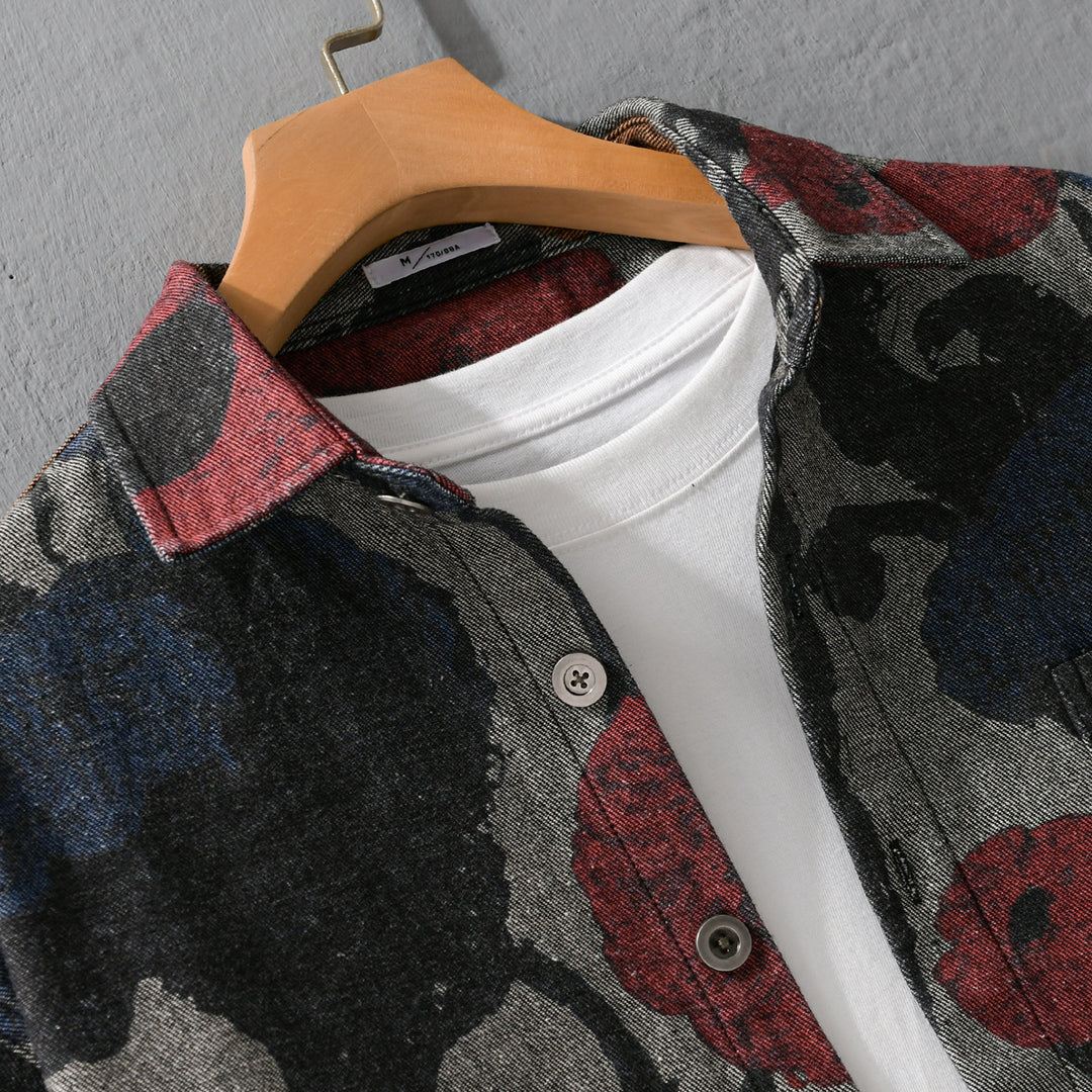 Herren Overshirt aus Flanell mit großfloraler Jacquard-Struktur Shop Nory