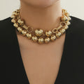Damen mehrlagige Kettenhalskette mit glänzenden Kugeldetails Shop Nory