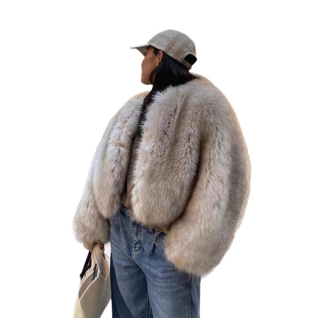 Damen Kurzjacke aus luxuriösem Hochflor‑Faux‑Fur mit kastiger Silhouette und voluminösen Ärmeln Shop Nory