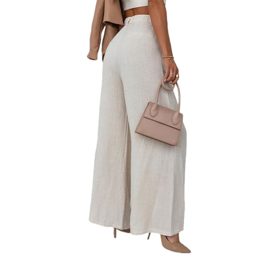 Damen Leinenhose Damen elegant mit hohem Bund