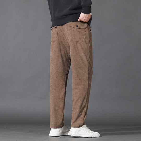 Herren Geradlinige Rib-Struktur Lounge-Hose mit Elastikbund und Klappentasche Shop Nory