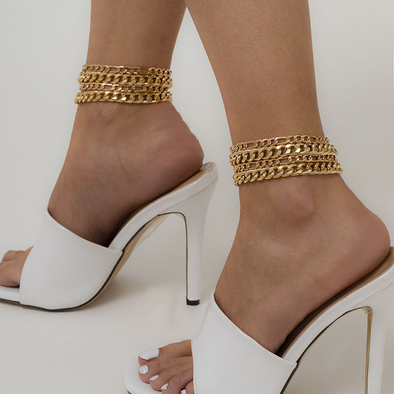 Damen modernes Fußkettchen mit mehrlagigem Kettendesign Shop Nory