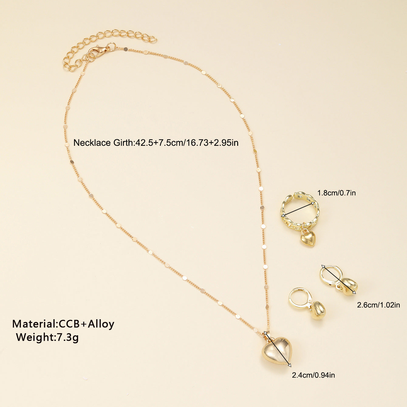 Damen Schmuckset mit Herzen und eleganten Akzenten Shop Nory