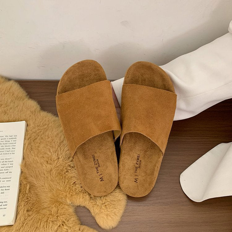 Damen komfortable Schlappen aus hochwertigem Wildleder mit ergonomischem Fußbett Shopnory