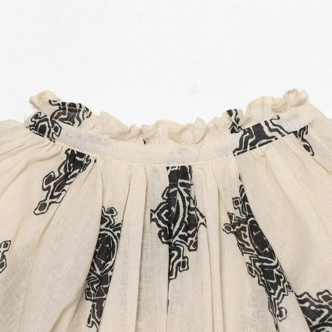 Damen Leichte Chiffon-Tunika mit Rüschenkragen, Bindeband und Ballonärmeln Shop Nory