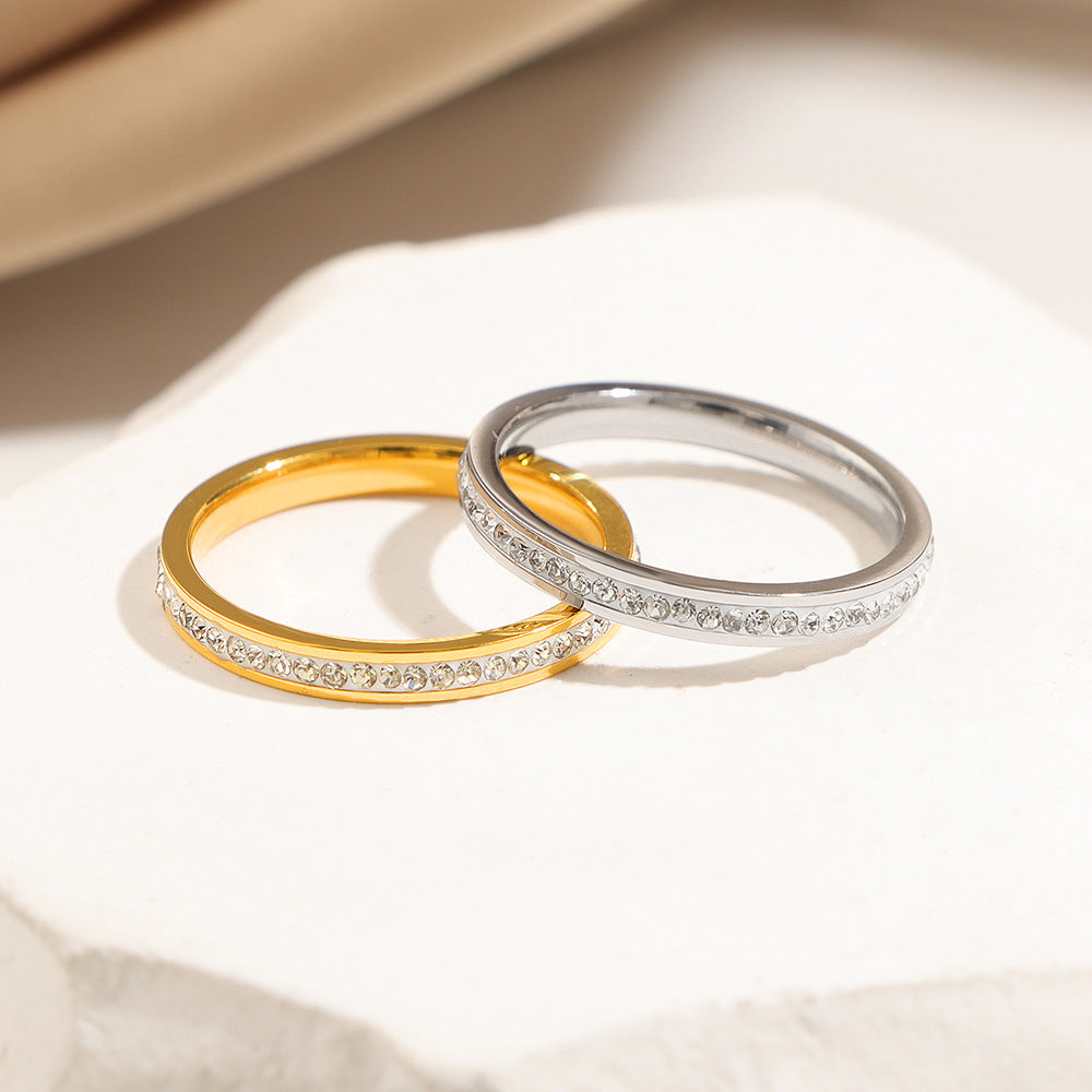 Frauen Kristall-Verzierte Gold Band Ring Shop Nory