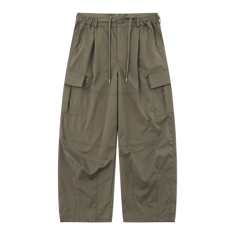 Herren Locker geschnittene Cargo-Hose mit hohem Bund, Kordelzug und aufgesetzten Klappentaschen Shop Nory