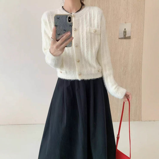 Damen Flauschiger Cardigan mit perligen Knöpfen Shop Nory