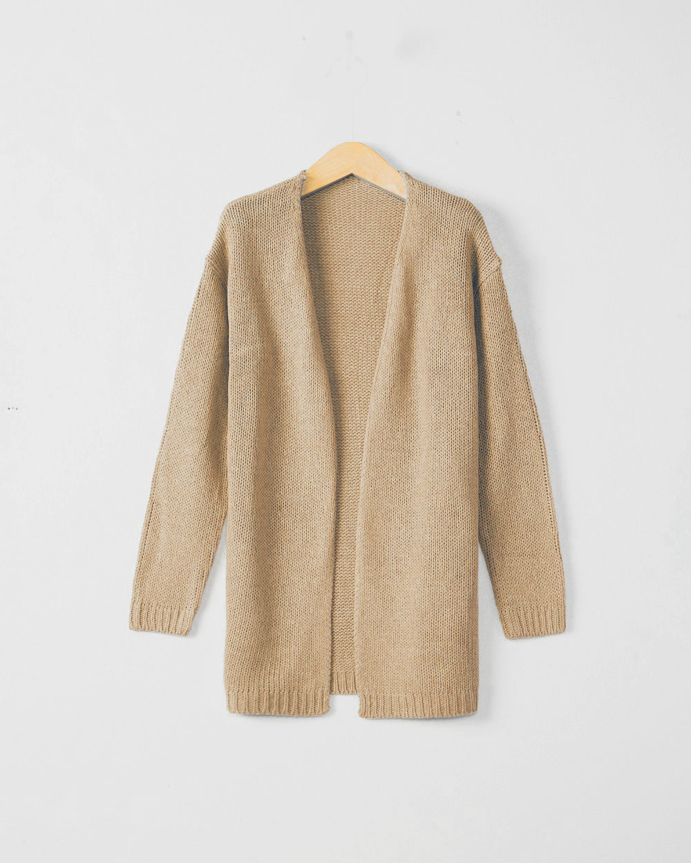 Damen Longline Strickcardigan ohne Verschluss mit offener Front und feiner Rippkante Shop Nory