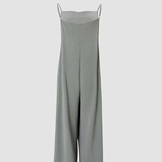 Damen Lässiger Jumpsuit mit weitem Bein und praktischen Taschen