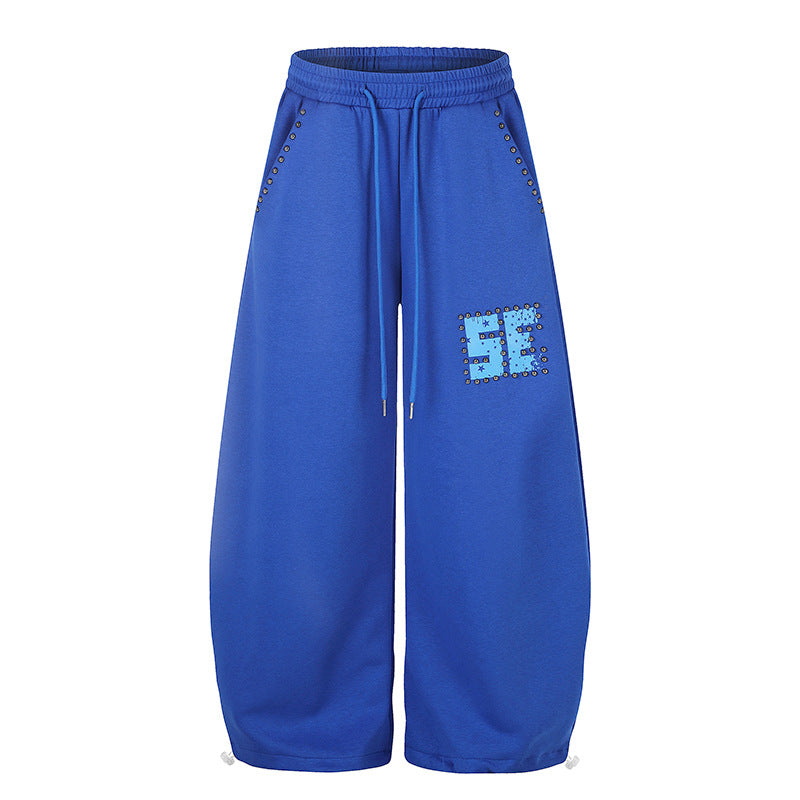 Damen Weite Palazzo-Sweatpants mit Nietenbesatz, Komfortbund und Saumkordel Shop Nory