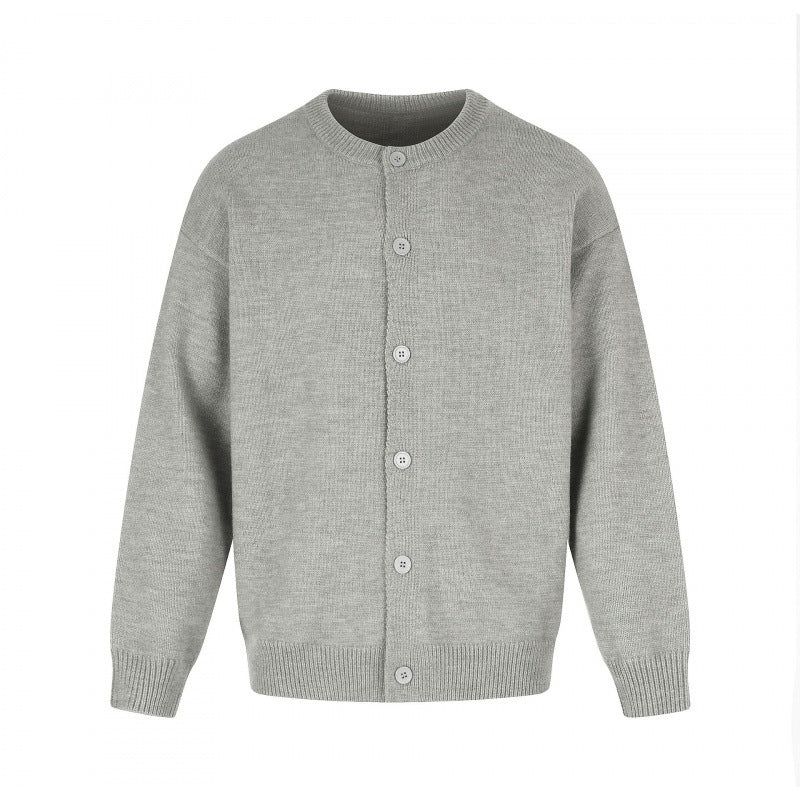 Unisex Boxy-Strickcardigan mit Rundhalsausschnitt und durchgehender Knopfleiste Shop Nory