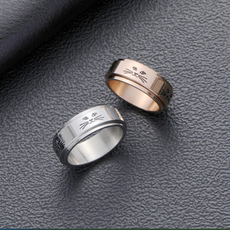 Herren Ring mit kunstvollem Katzenmotiv und hochwertiger Edelstahloberfläche Shop Nory