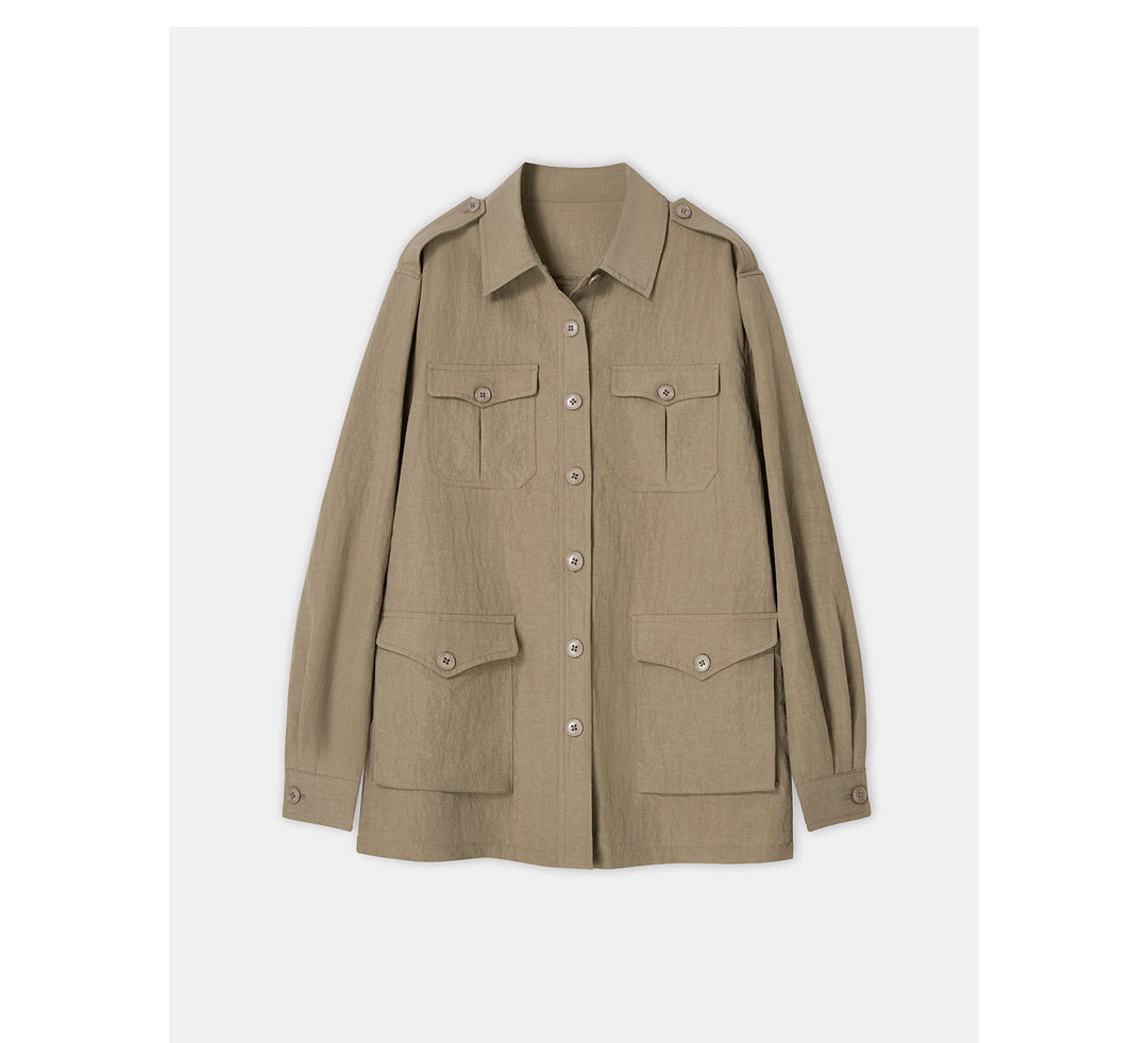 Damen Modische Utility-Jacke mit Taschen Shop Nory