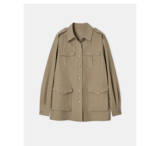 Damen Modische Utility-Jacke mit Taschen Shop Nory