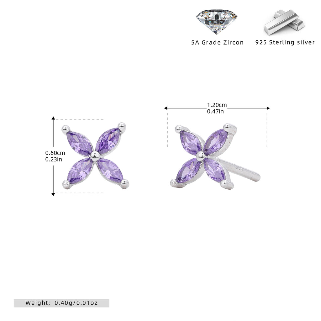 Damen Ohrstecker aus 925 Sterling Silber mit funkelndem Zirkonblüten-Design Shop Nory