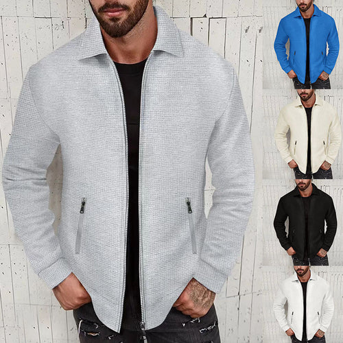 Herren Strickjacke im modernen Design mit strukturiertem Obermaterial und praktischen Reißverschlusstaschen