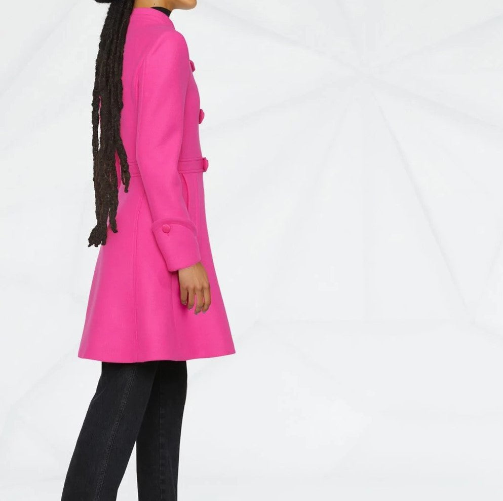 Damen Midilanger A-Linien Mantel mit Stehkragen und dekorativem Schlaufenverschluss Shop Nory