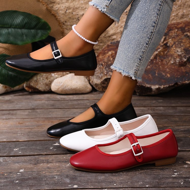 Damen Ballerinas mit modischem Schnallenverschluss und ergonomischer Fußbettung Shopnory