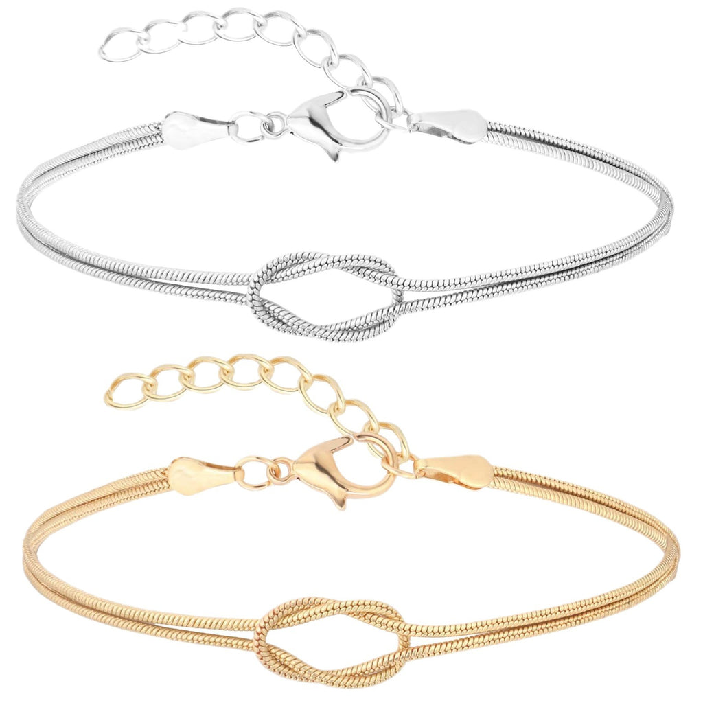 Damen Armband mit elegantem Knoten-Design und doppeltem Gliederketten-Layout Shop Nory
