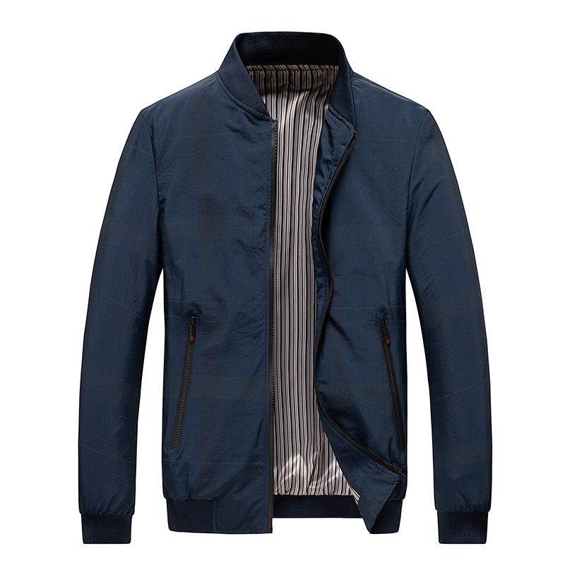 Herren leichter Nylon‑Bomberjacke mit gestreiftem Innenfutter, Reißverschluss‑Taschen und gerippten Abschlüssen Shop Nory