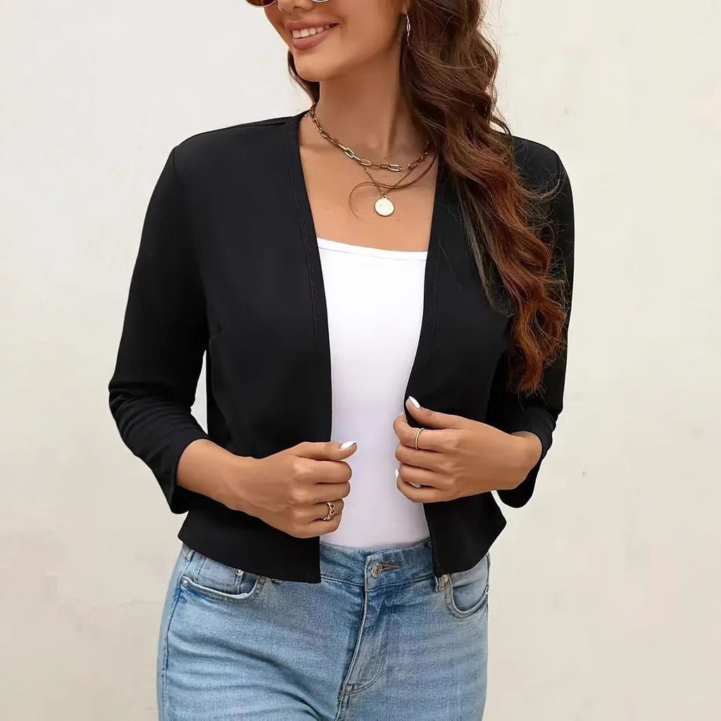 Damen Luftiger Cardigan mit offenem Frontdesign und ¾-Ärmeln Shopnory
