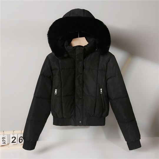 Damen nan gesteppte Bomberjacke mit Kapuze und Kunstfellbesatz Shop Nory