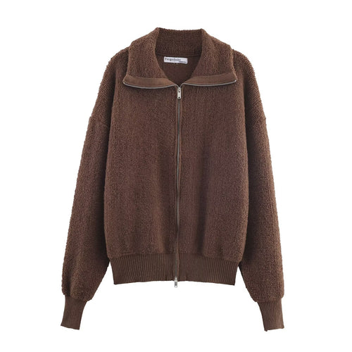 Damen Oversized Teddy-Fleece-Jacke mit Stehkragen und Rippenbund Shop Nory
