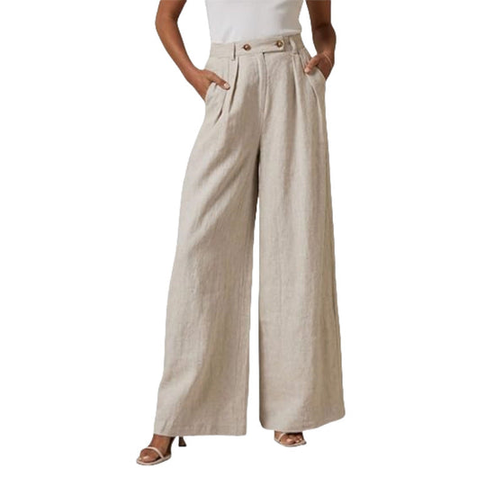 Damen Leinenhose Damen elegant mit hohem Bund
