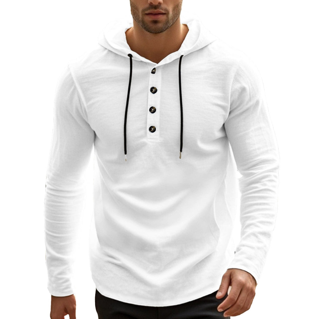 Herren sportlicher Hoodie mit Knopfleiste und funktionalen Taschen