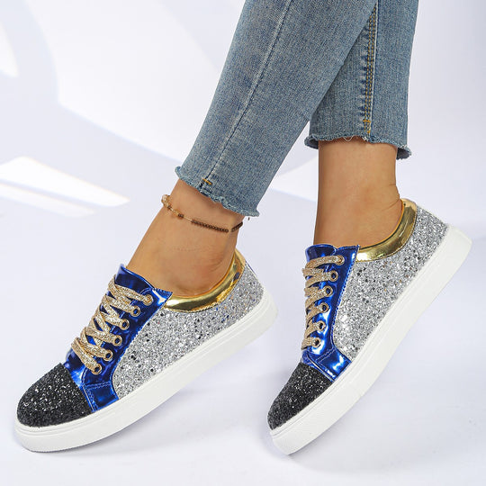 Damen Glitzer-Sneaker mit Metallic‑Einsätzen und gepolsterter Plateausohle Shop Nory