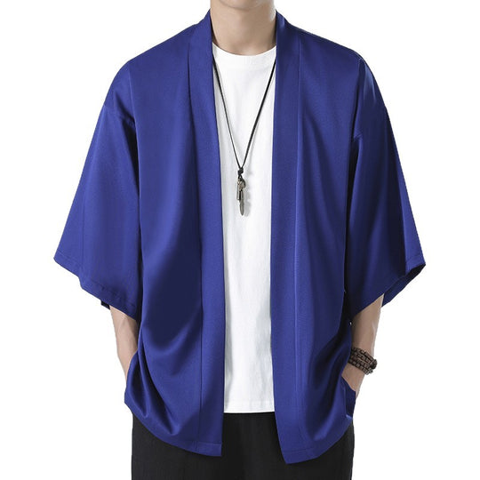 Herren kimonoartige Kurzjacke im Oversize-Stil mit offenem Schnitt und weichem Fall Shop Nory