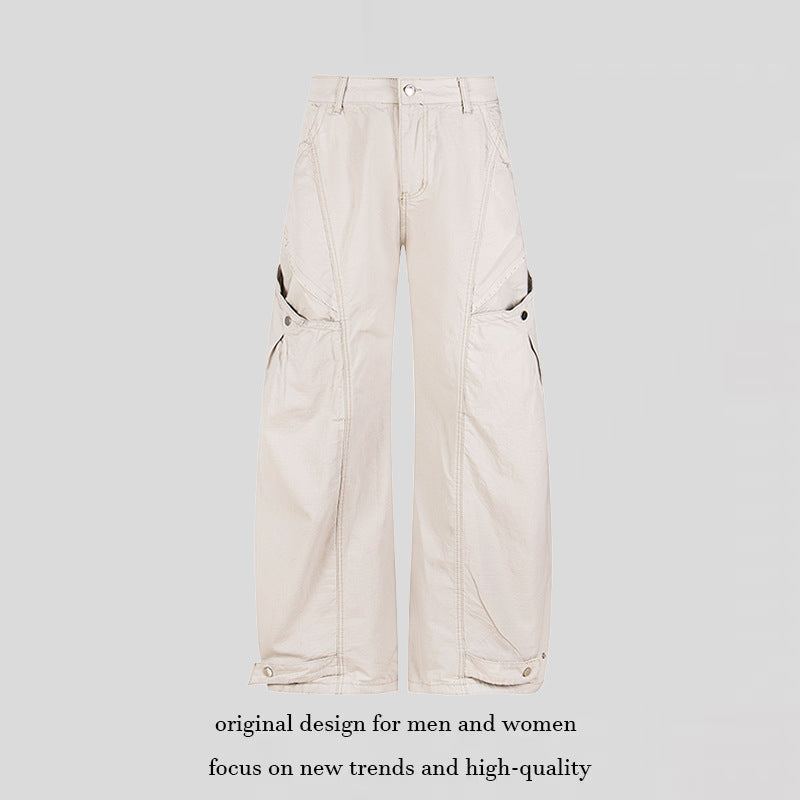 Damen Weite Cargo-Palazzo-Hose mit hohem Bund, großen Klappentaschen und verstellbarem Saum Shop Nory