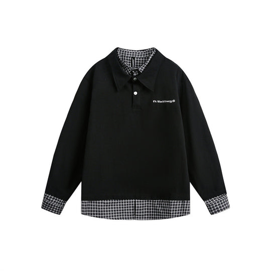 Herren Oversize-Polo im Lagenlook mit Karo-Hemdfutter und Hemdkragen Shop Nory
