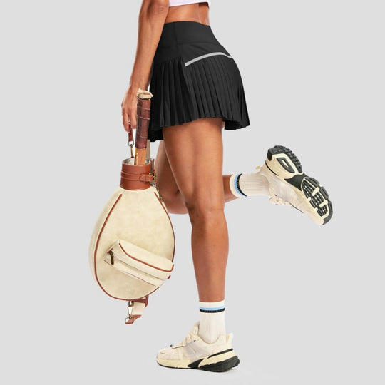 Damen Sportlicher Plisseerock mit integrierten Shorts